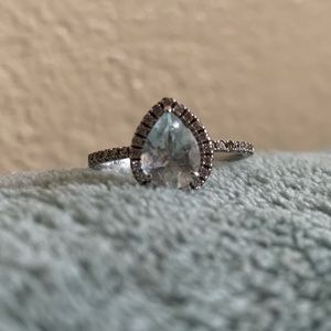 Aquamarine 10k white gold band
